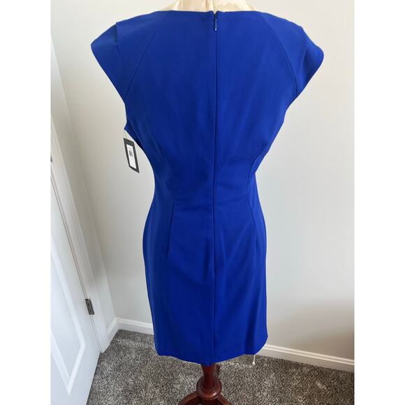 Ellen Tracy Capped Sleeve Knee Length NWT Bodycon Fitted Dress Size 10 - Picture 2 of 11